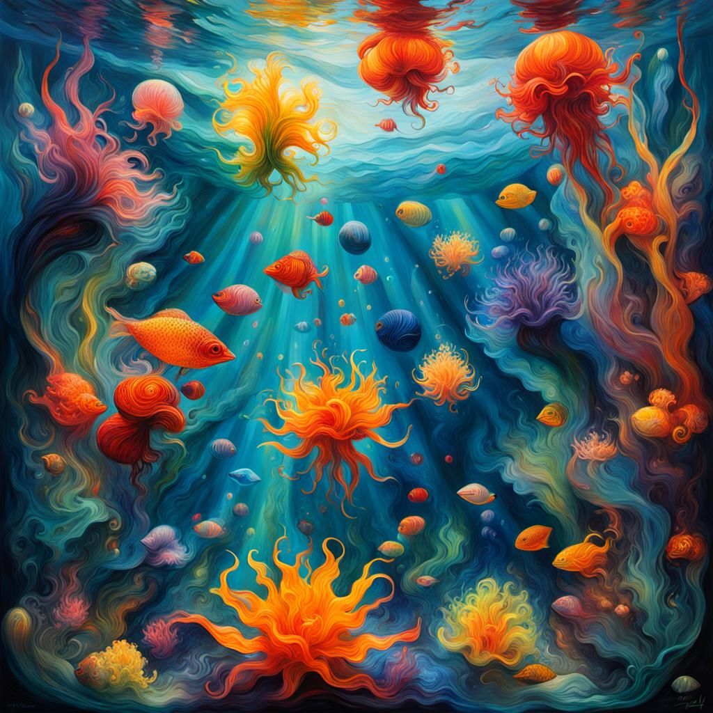 Underwater Art Masterpiece in Chihuly Style