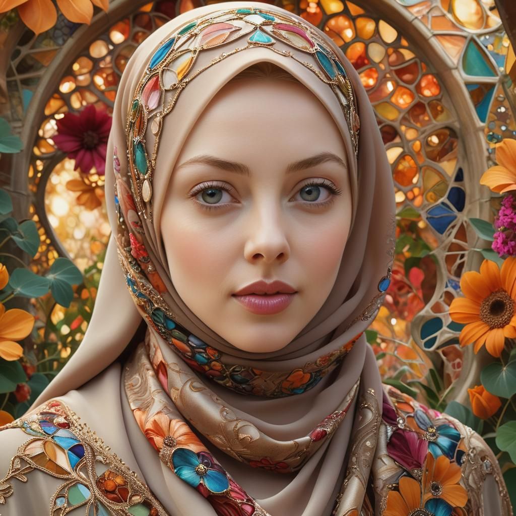 Surreal Garden Goddess in Elegant Hijab