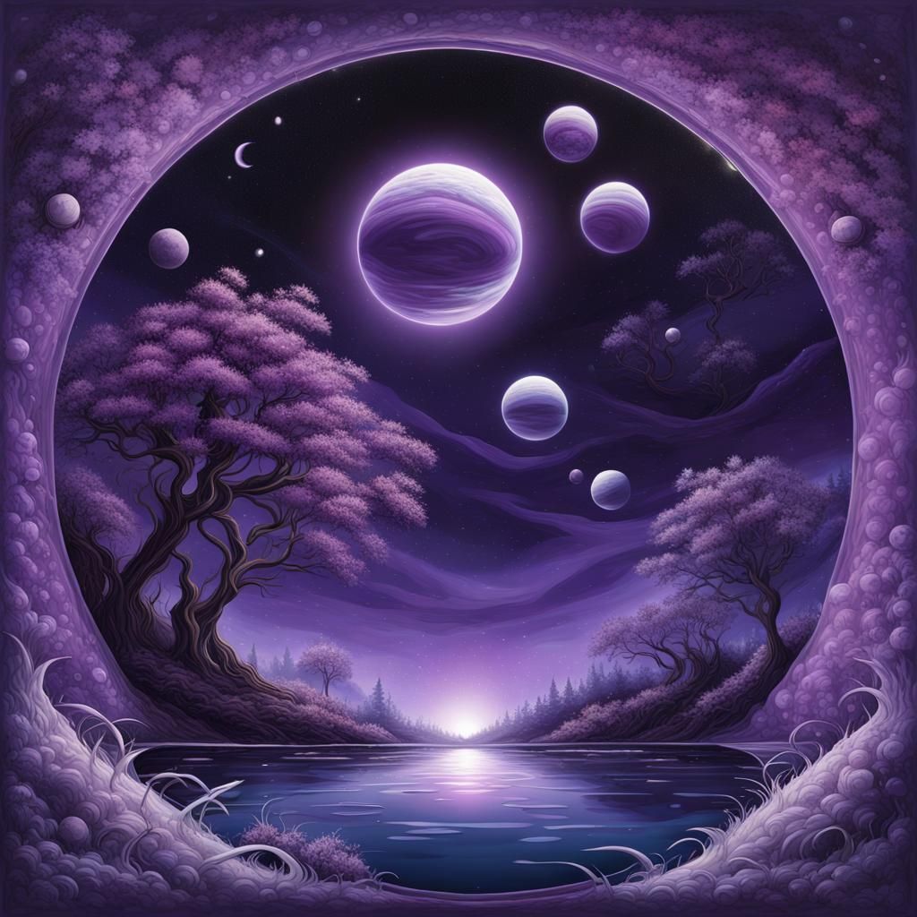 Astral Sky with Alien Ship: Digital Painting