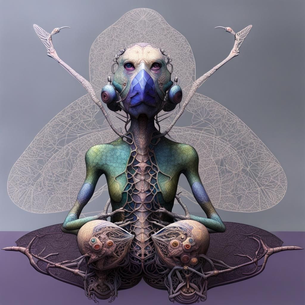 Intricate Dragonfly Design with Quantum Zentangle