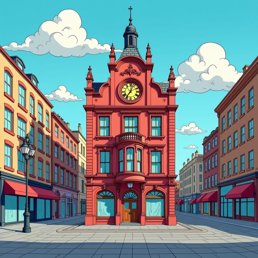 Glasgow City Square in Vibrant Simpsons Style