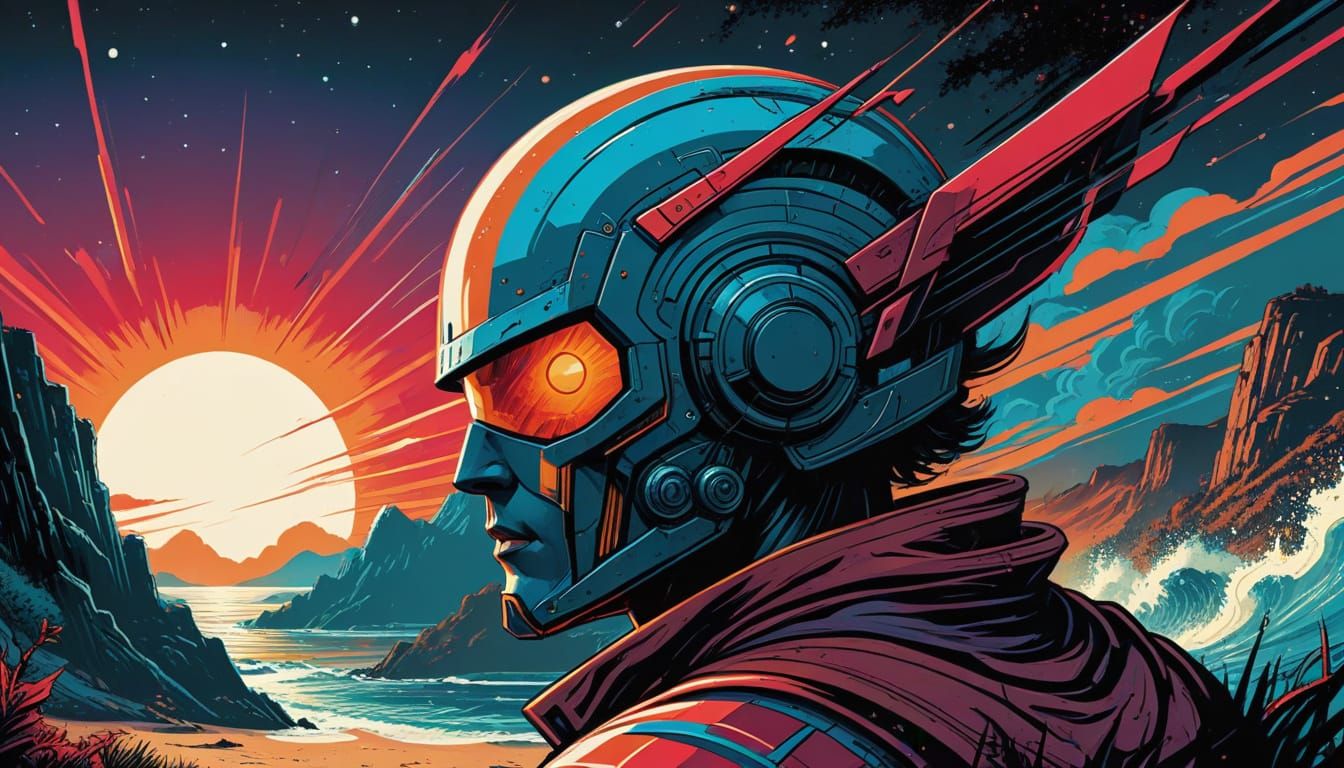 Retro Futuristic Cape Breton Island in Comic Book Style