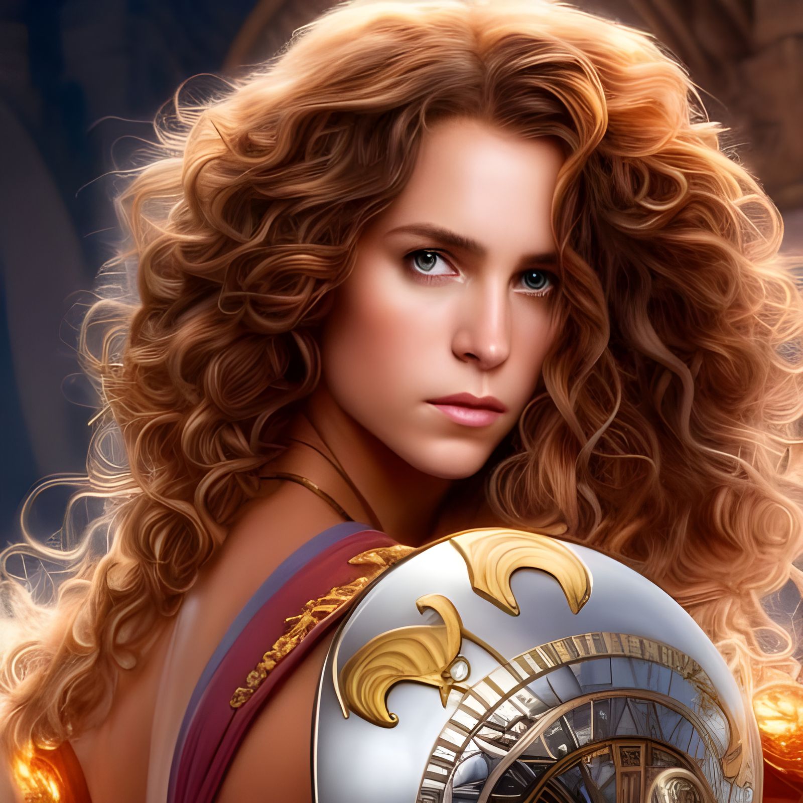 Muscular Woman in Rococo Style, Detailed Close-Up