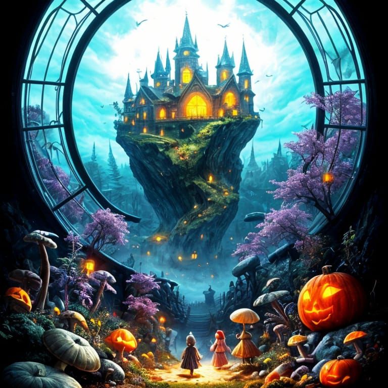 Surreal Pumpkin Display Unveiled Behind Glass Partition in a...