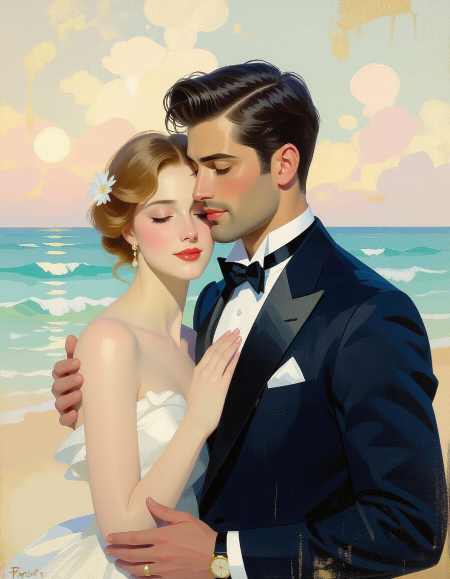 Impressionist Rococo Painting of Beauty and Longing