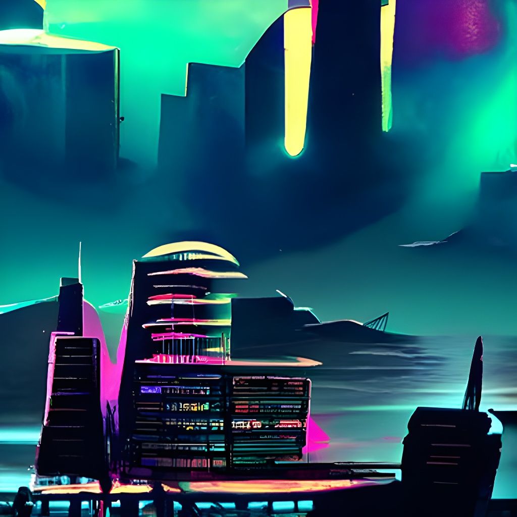 Futuristic Cityscape in Synthwave Neon Style