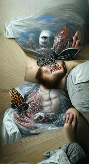 Horrific Butterfly-Human Hybrid in Photorealistic Style