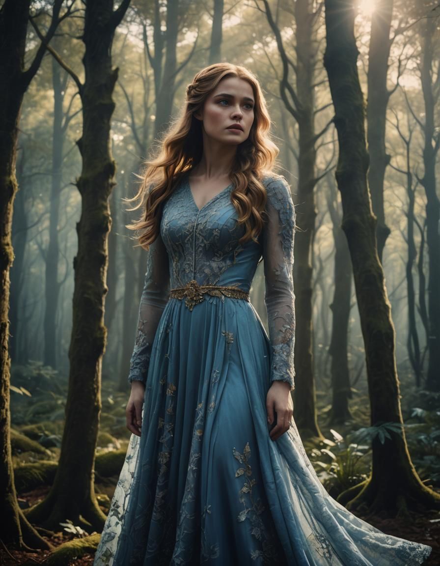Feyre in Mystical Forest, Cinematic Film Still