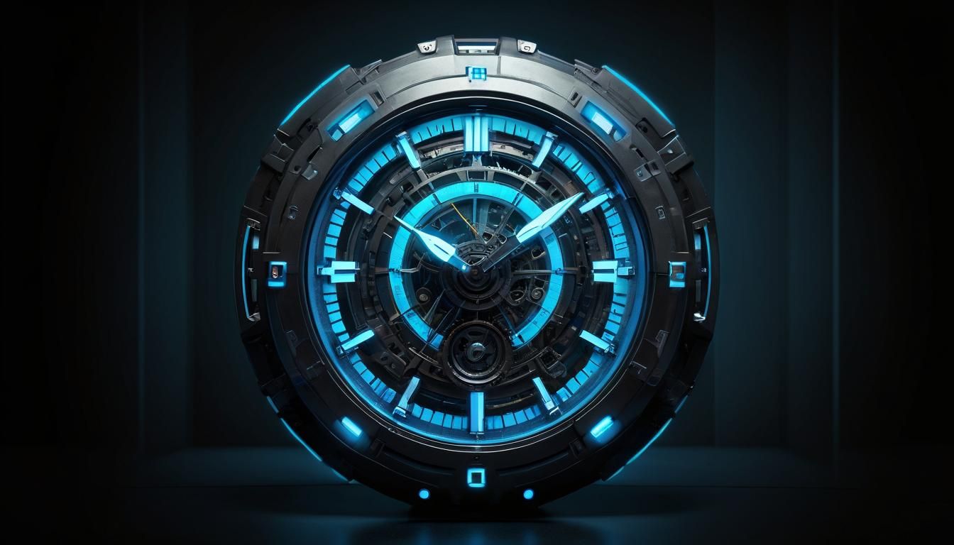 Futuristic Clock with Glowing Accents in Sci-Fi Style