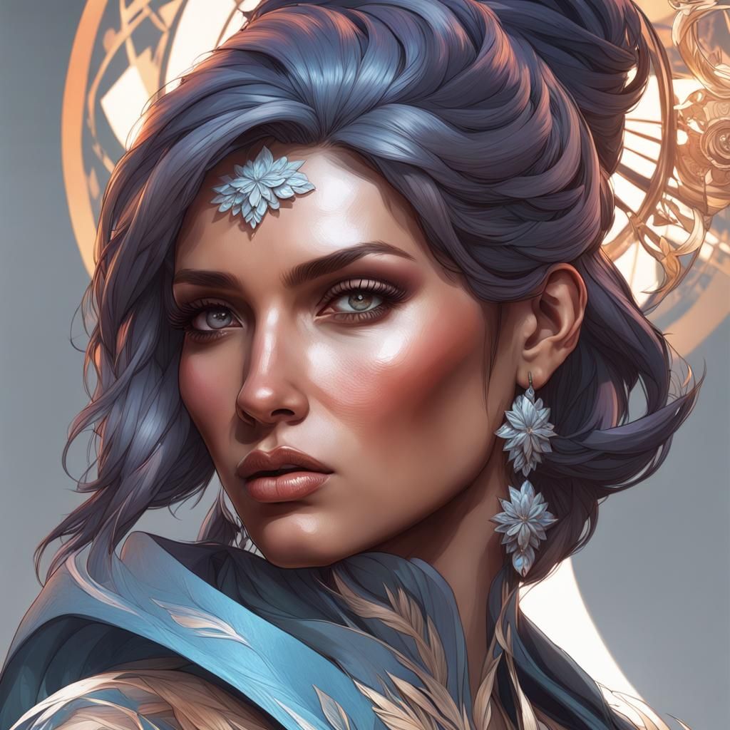 Hyperdetailed Portrait of Woman in Art Nouveau Style