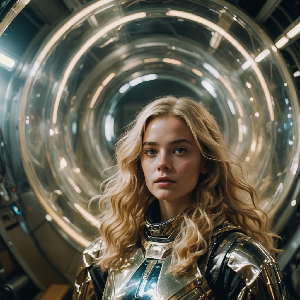Blonde Fairy in Spaceship: Cinematic Film Still