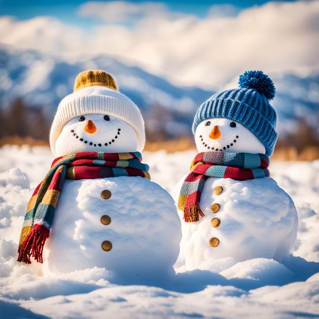 Snowmen Enjoying a Frosty Winter Wonderland
