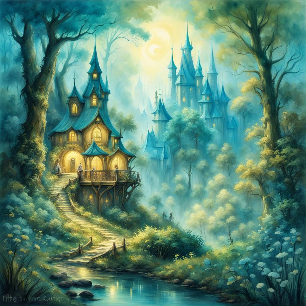 Shining Fairy Village in Misty Enchanted Forest