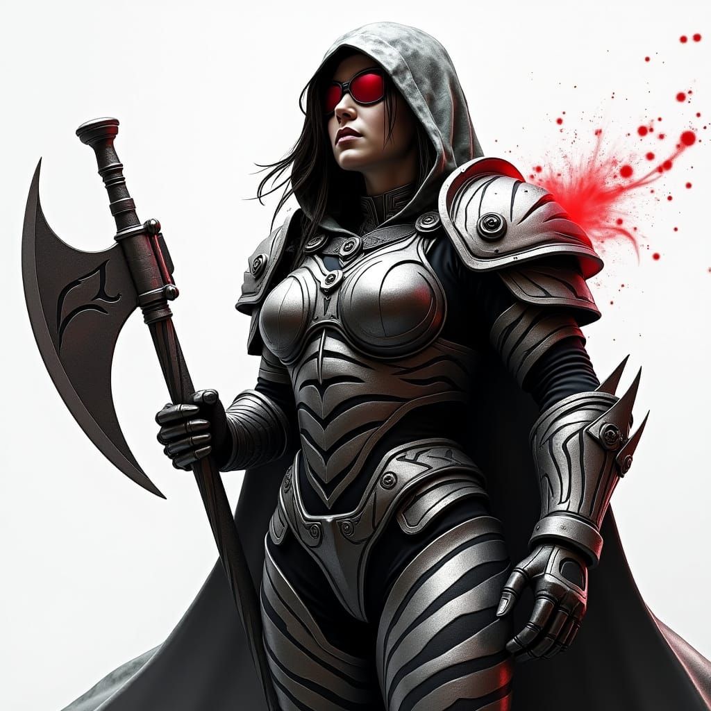 Sci-Fi Latino Warrior in Black and White Armor