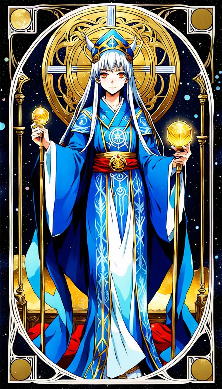 High Priestess Tarot Card in Anime Style