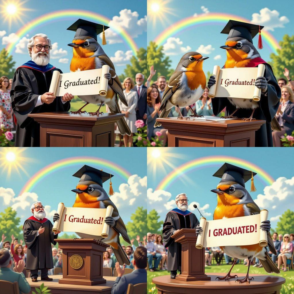 Robin Graduates High School in Arcimboldo Style