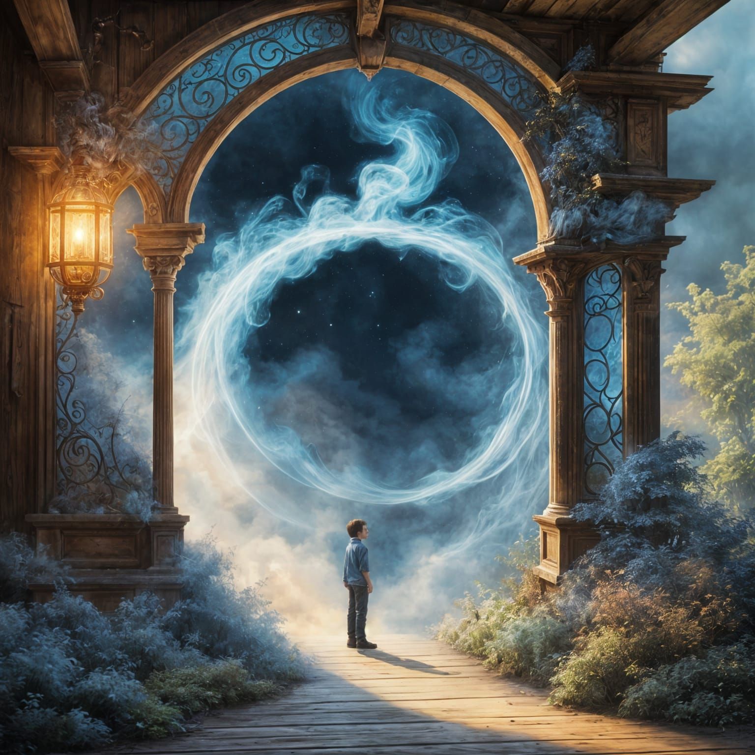 Boy and Genie Before Portal: Magical Realism