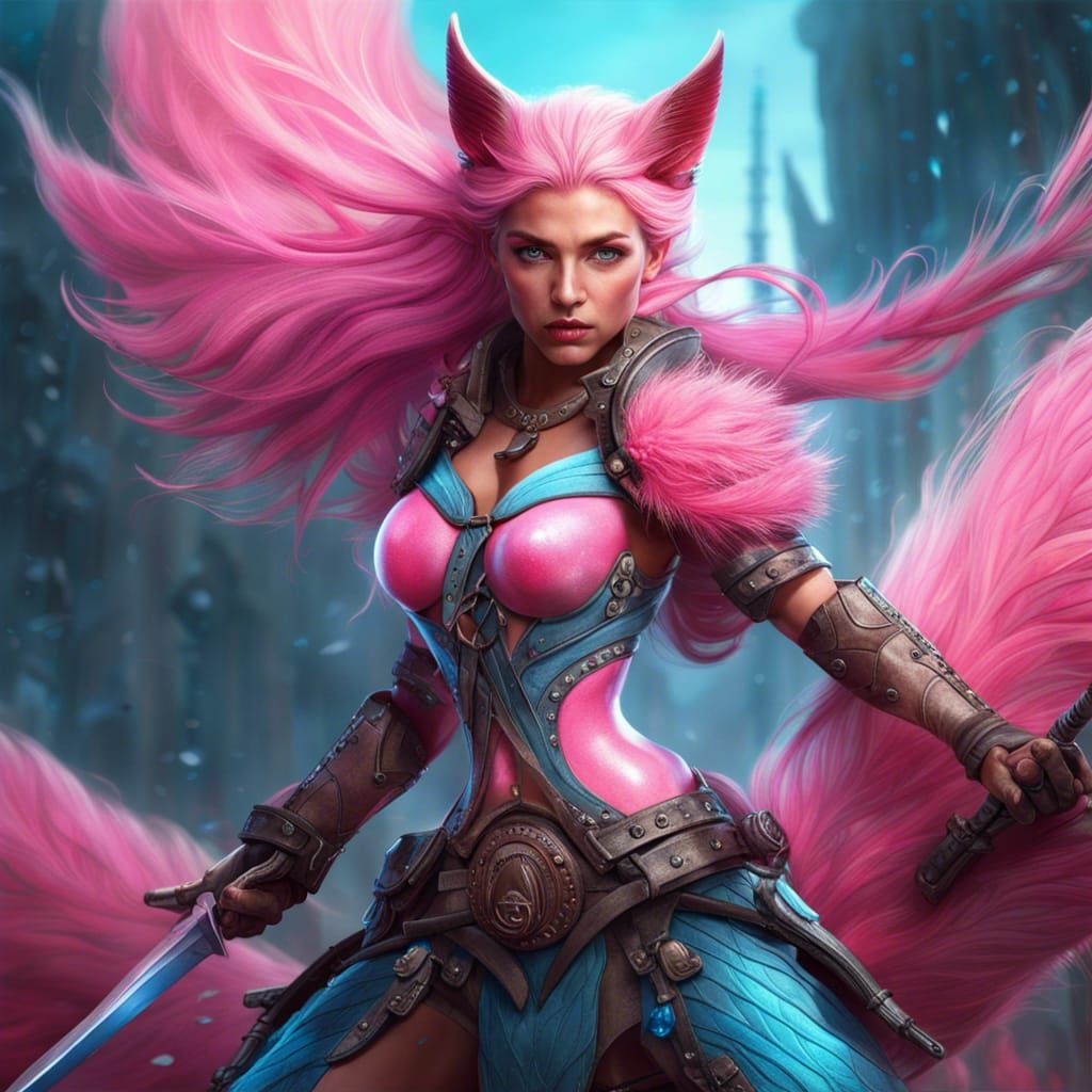 Pink Vixen Ready for War: Digital Matte Painting