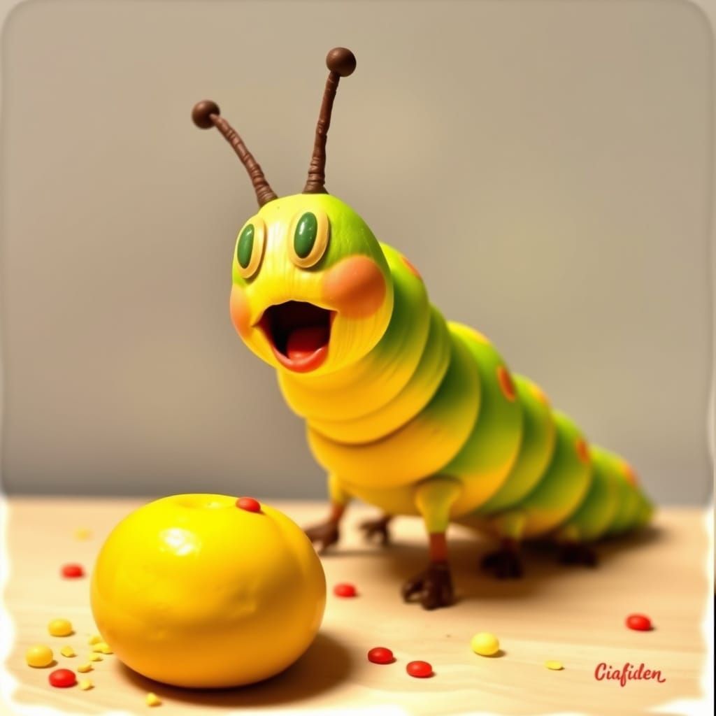Excited Caterpillar Generated by AI