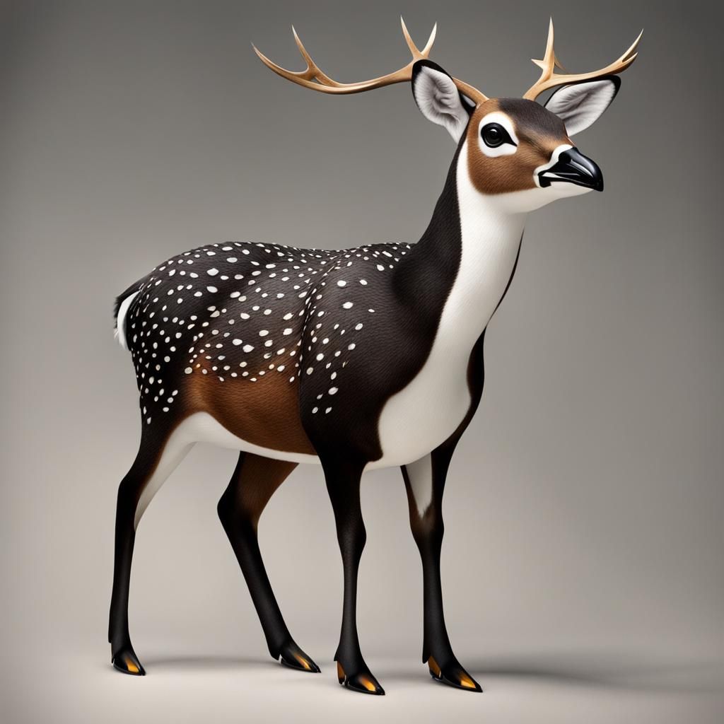 Photorealistic Deer Penguin Hybrid Animal