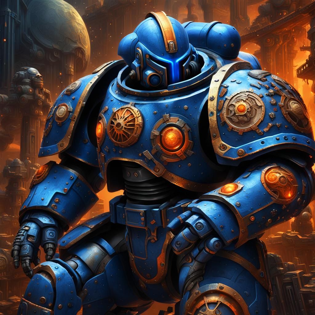 Colonial Space Marine in Chiaroscuro Oil Painting