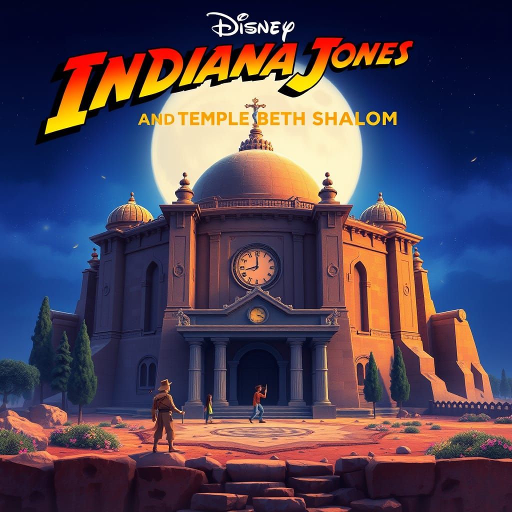 Indiana Jones Temple Beth Shalom Pixar Movie Poster in Whims...