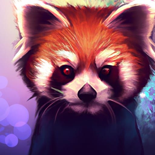 Adorable Red Panda Portrait in Digital Art Style