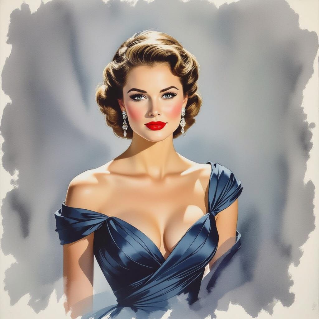 Grace Kelly at Cannes Film Festival as Watercolor