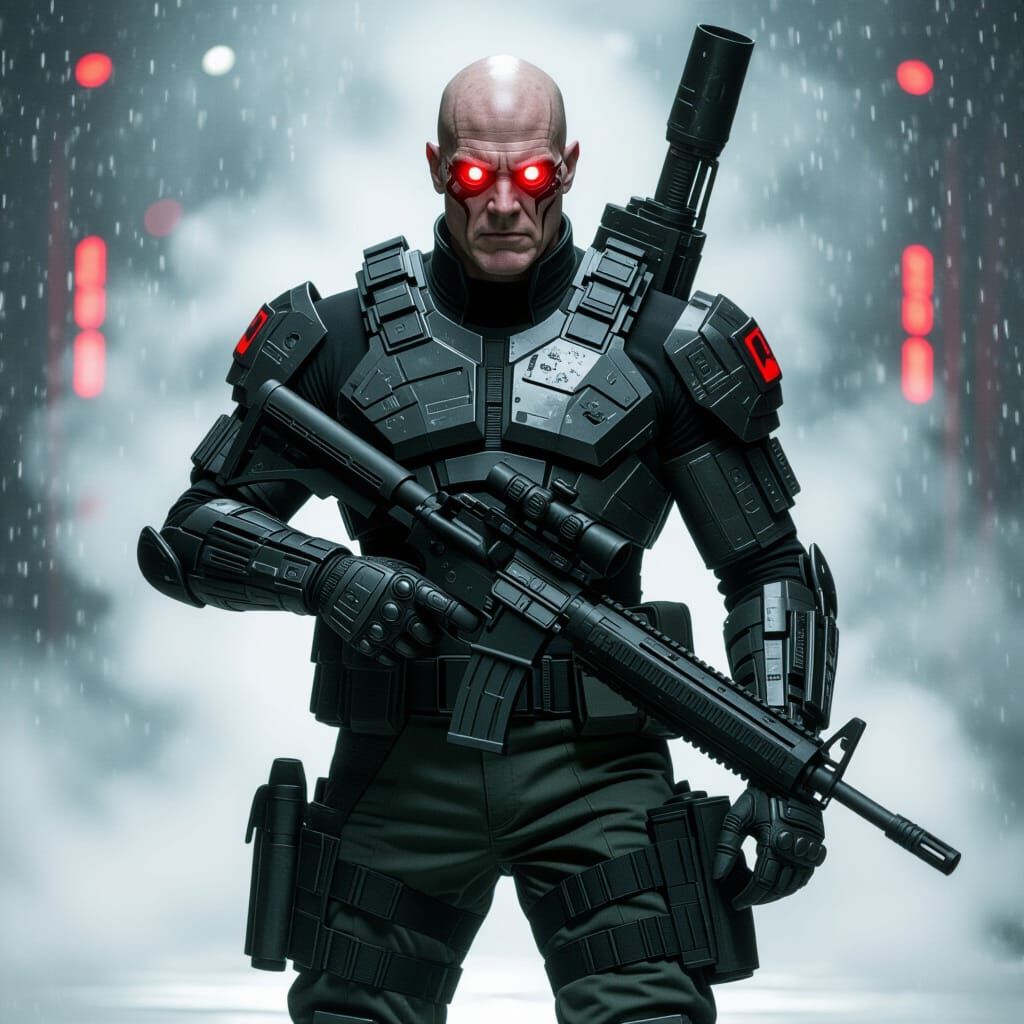 Adam Smasher Cyberpunk Cyborg with Rocket Launcher