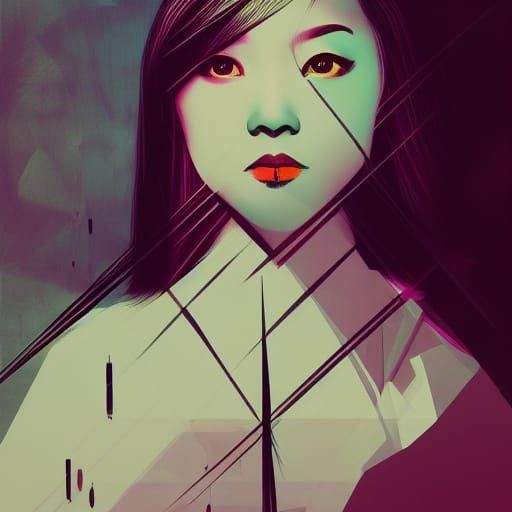 Gothic Asian Princess in Pop Art Style