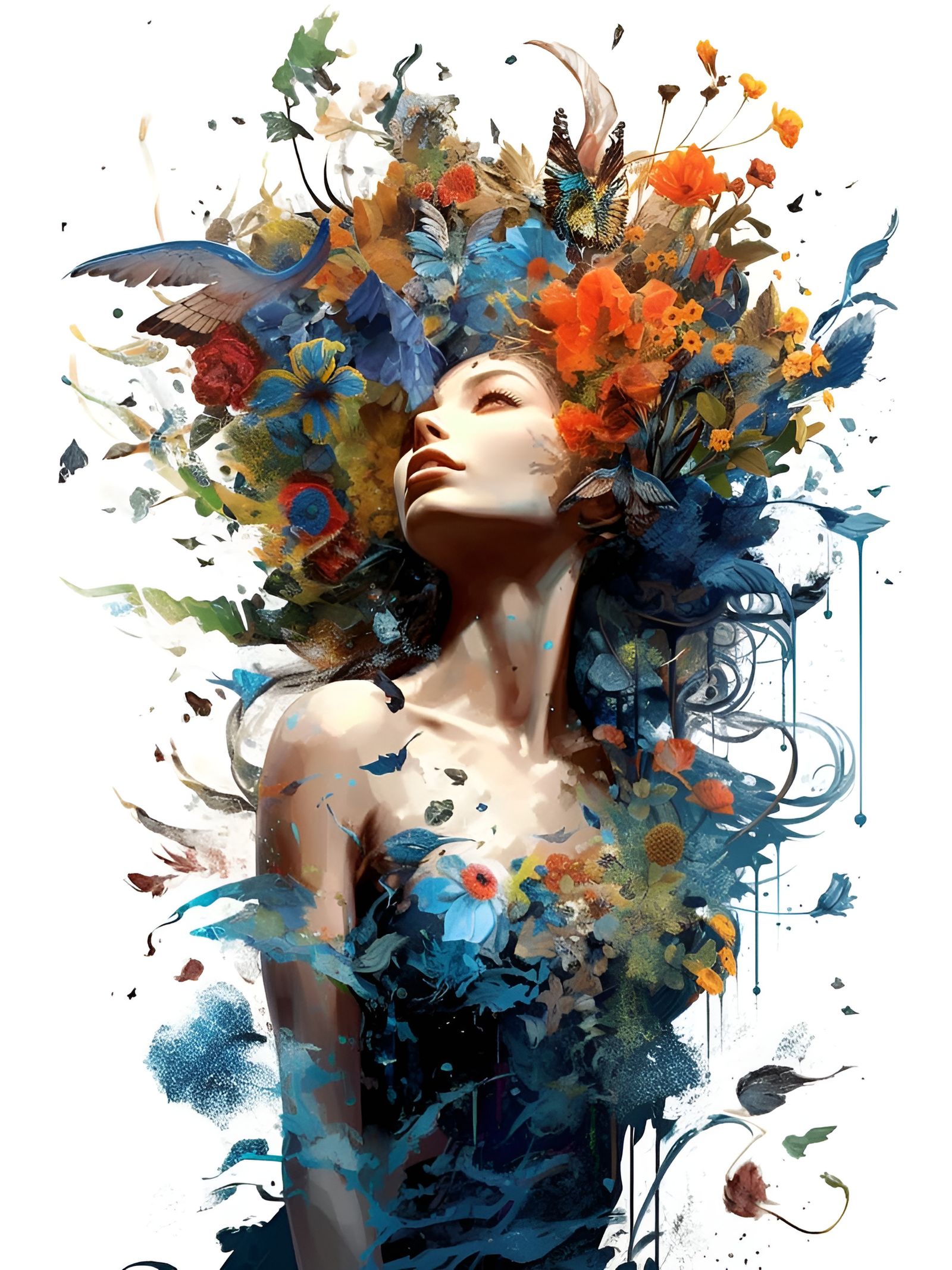 "A Flowerful Explosion" - A Midjourney/Niji Creation