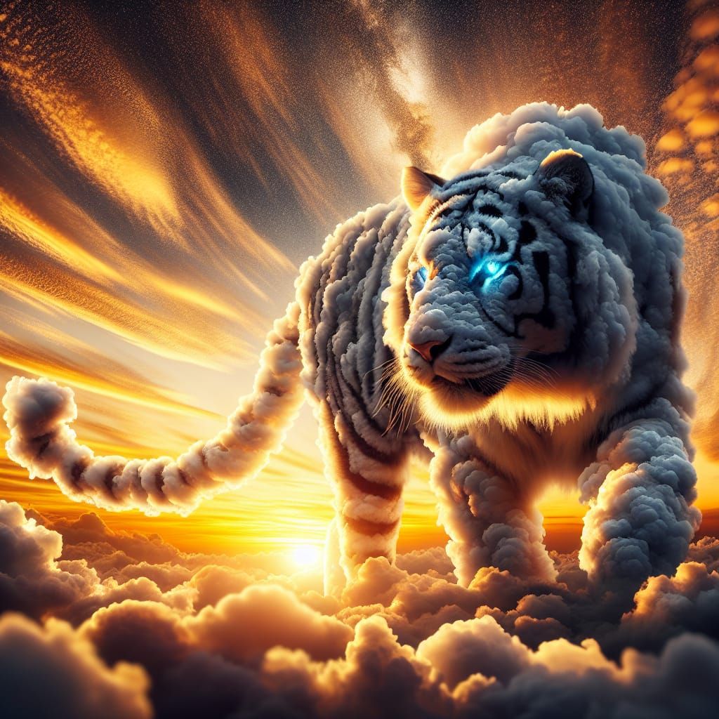 Ethereal Cloud Tiger in Golden Twilight