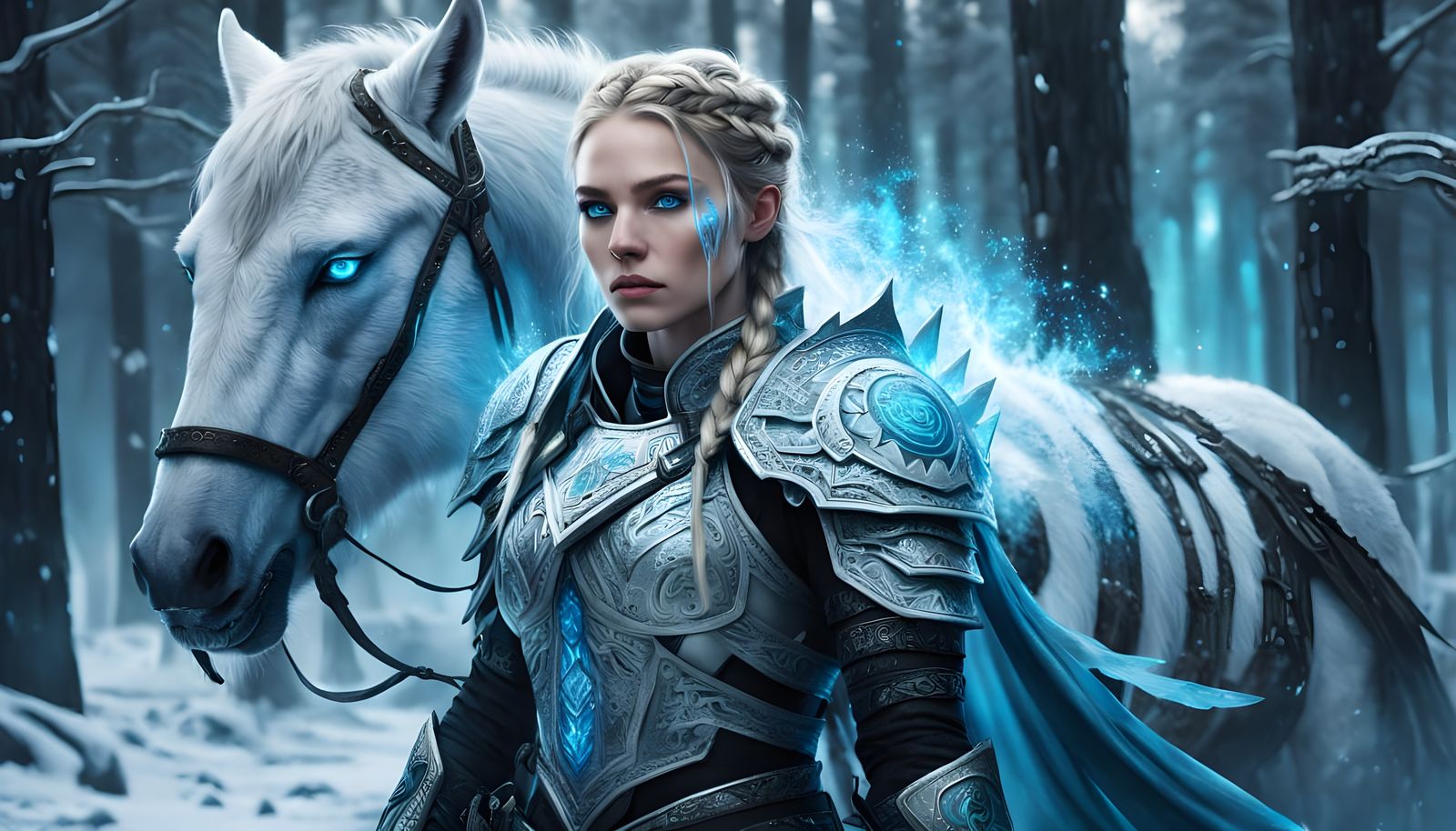 Epic Fantasy Warrior in Frosty Steel Armor with Glacial Eyes