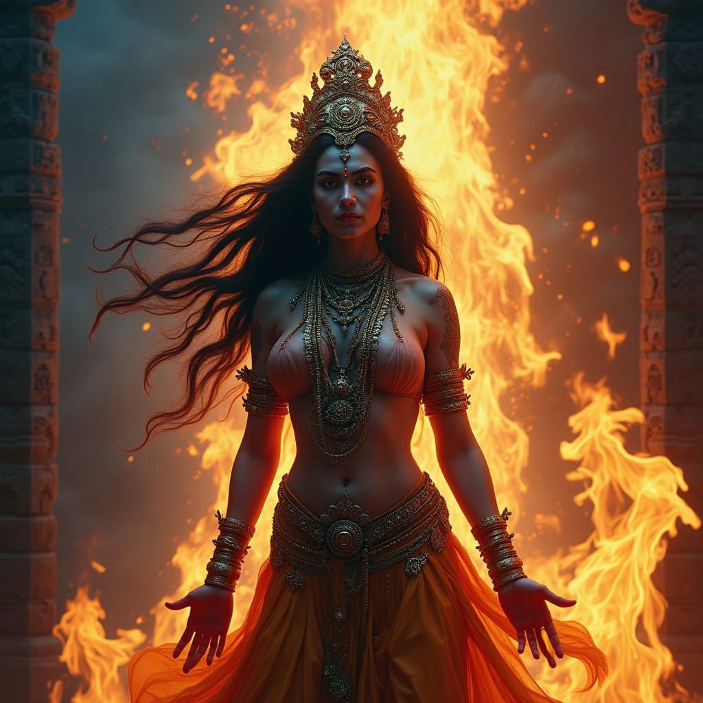Vibrant Hindu Goddess Kali Maa in Cinematic Indian Film Styl...