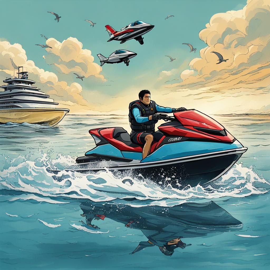KingI on Jet Ski Approached at Sea