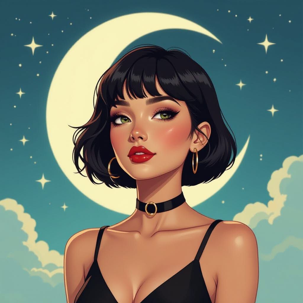 Loxy Isadora Bliss Moon Dreaming in Retro Sci-Fi Style