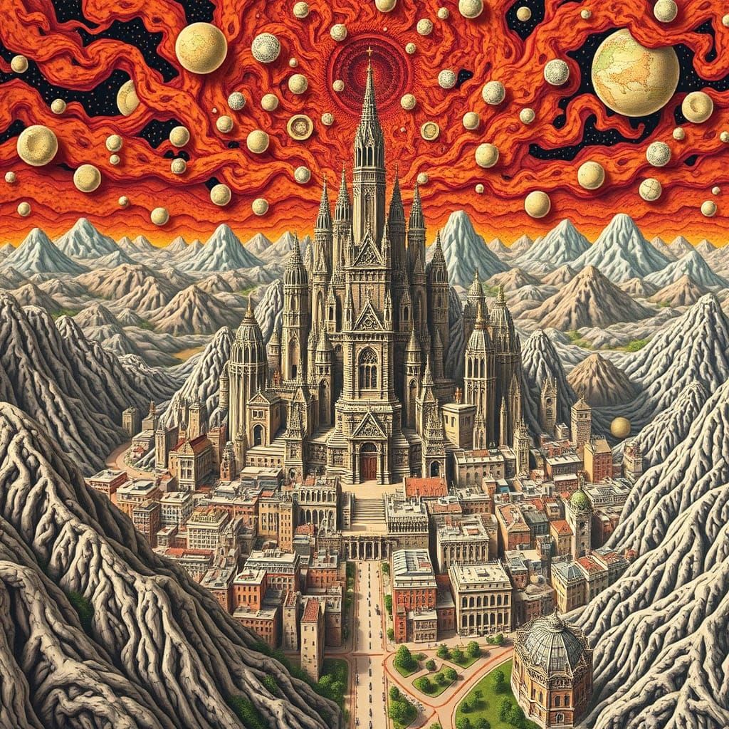 Detailed Agarthan City: A Visionary Art Piece