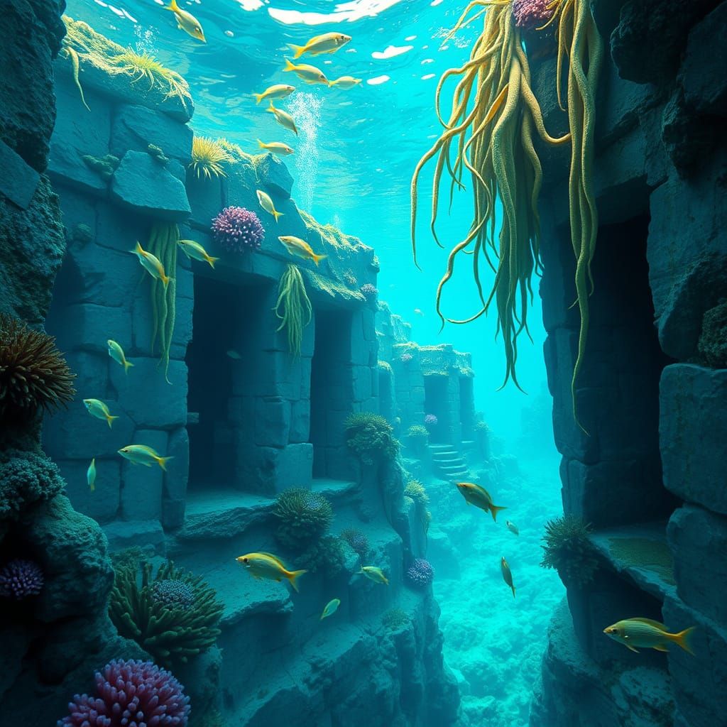 Ancient Underwater Village in Crystal Clear Waters