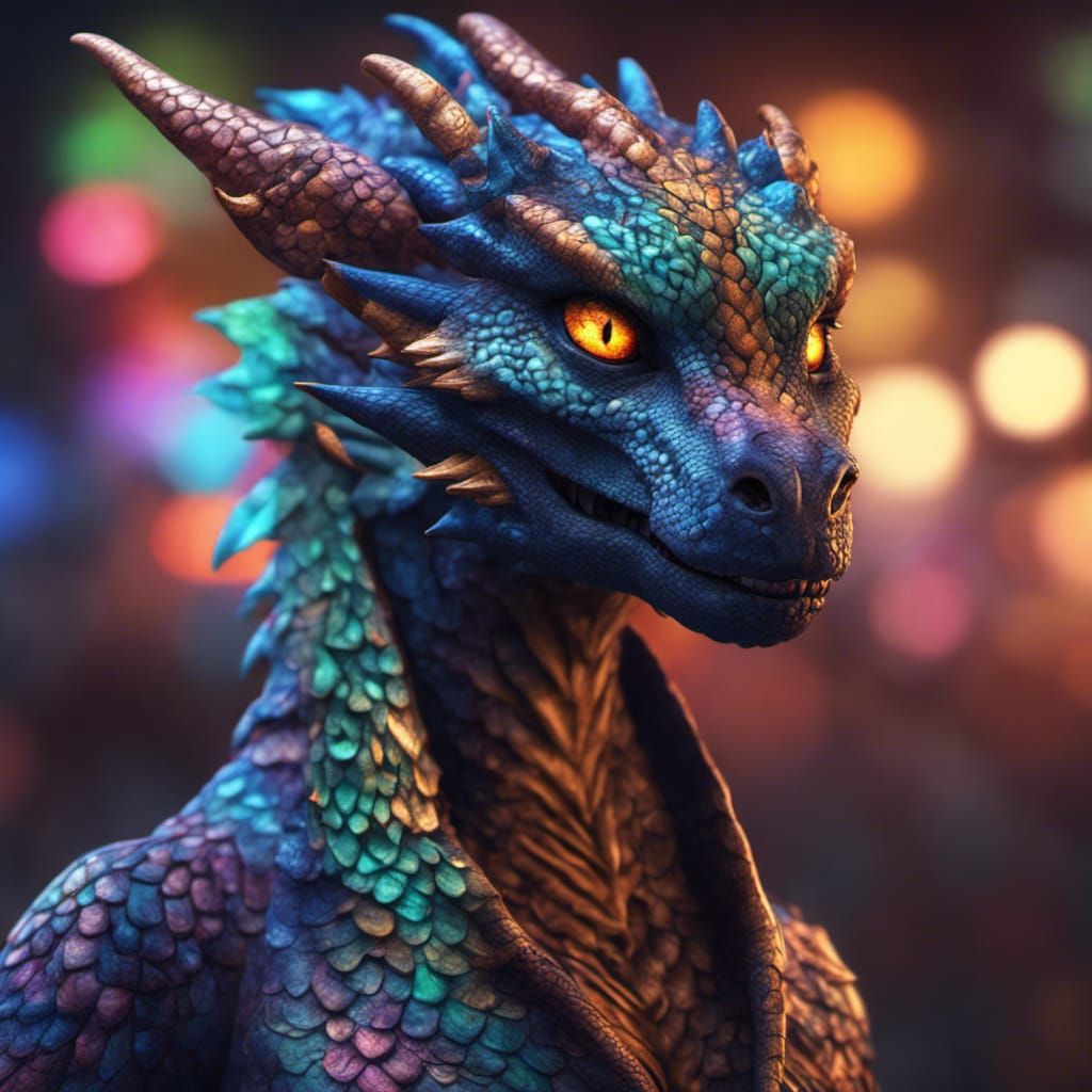 Colorful Anthro Dragon in Graffiti Art Style