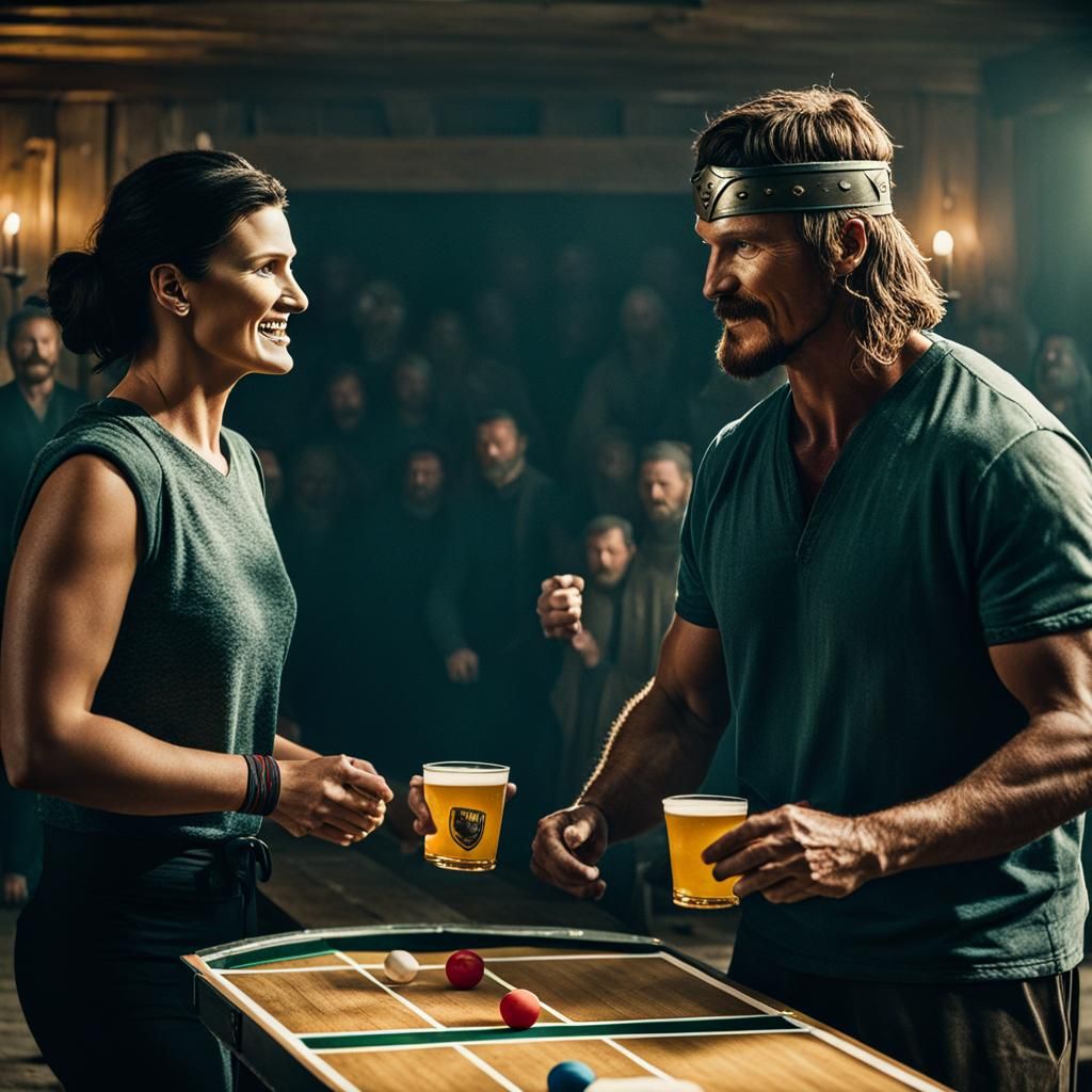 Pedro Pascal and Gina Carano Play Beer Pong