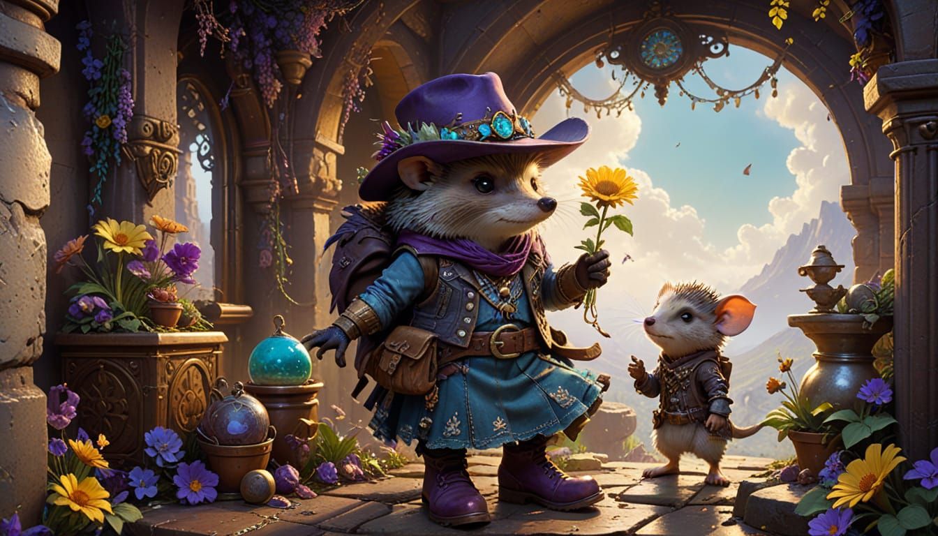 Surreal Anthropomorphic Hedgehog & Mouse Portrait