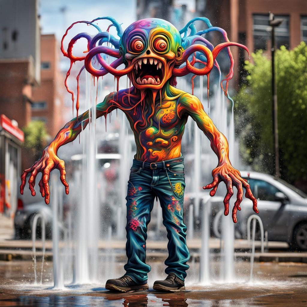 Demonic Sprinkler Pukes Hypnosis: Graffiti Splash Art