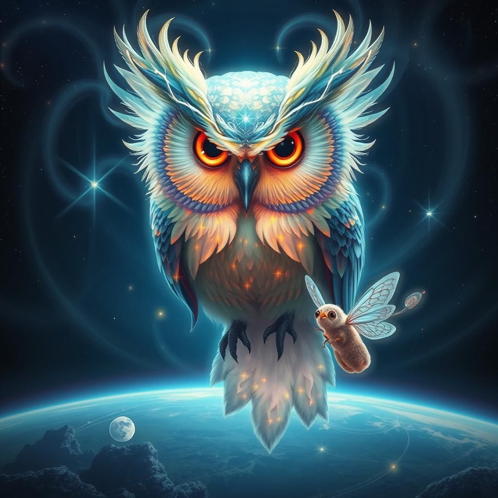 Cosmic Djinn Owl and Moth Lost in Space