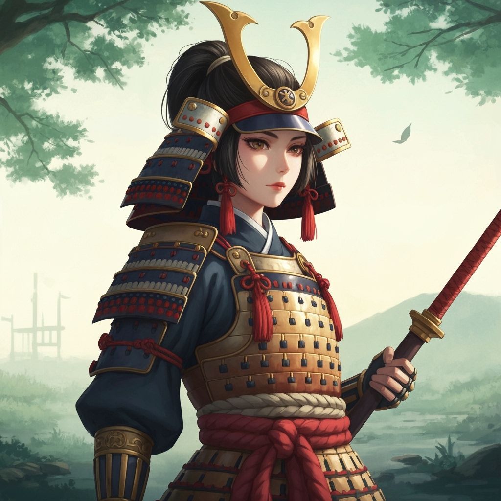 Japanese Warrior in Ukiyo-e Style