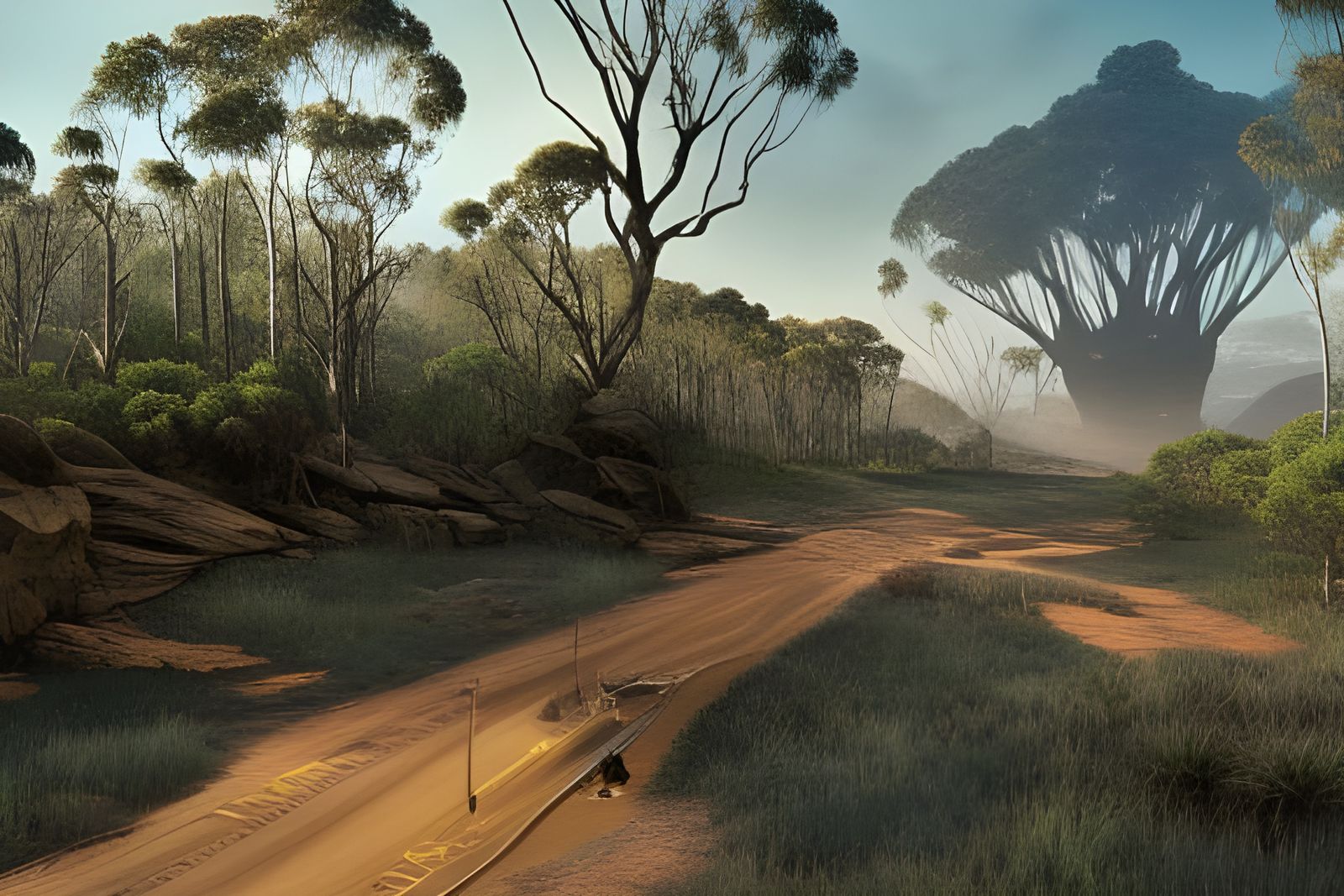 Vintage Sci-Fi Poster of Wild Australian Landscape