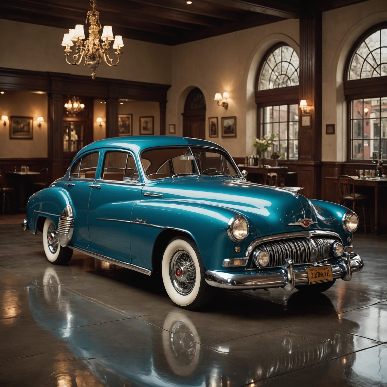 Classic Car in Vintage Setting: Photorealistic Image