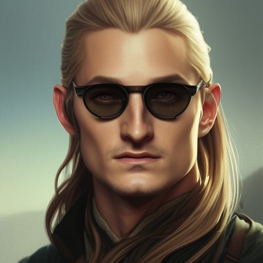Legolas Portrait with Sunglasses, Detailed Digital Art