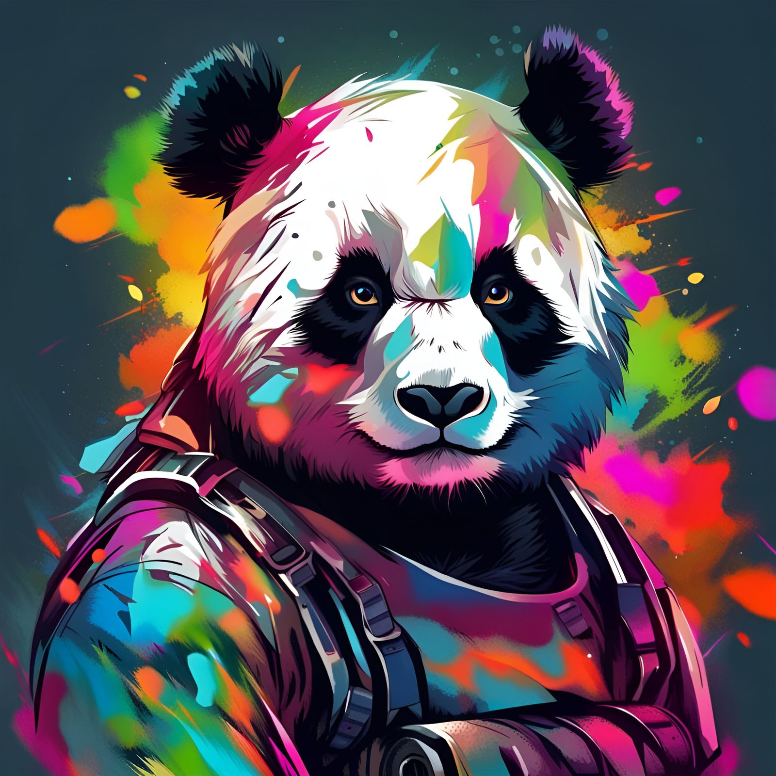 Panda in War: A Colorful AI Generated Image