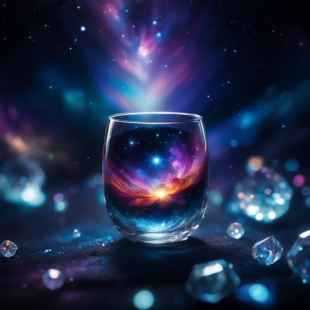 Galaxy in Crystal Glass: Cosmic Digital Art