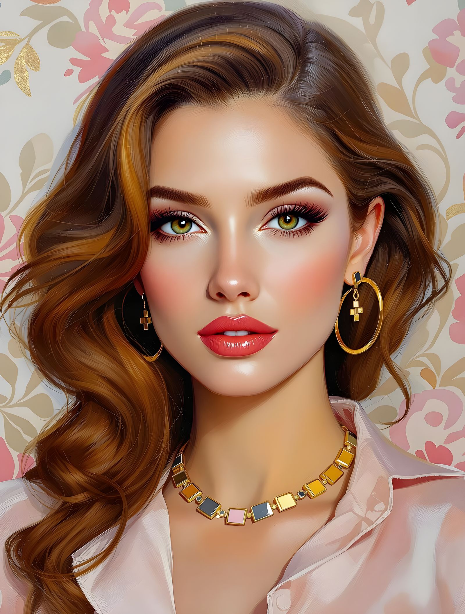 Beautiful Woman Portrait in Neo-Impressionist Style